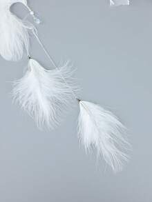 White Feather Long Tassel Ear Cuff No Piercing Rhinestone Pearl Ear Wrap, Fairy Bridal Ear Climber For Wedding Masquerade Halloween Party Women - White - View 5
