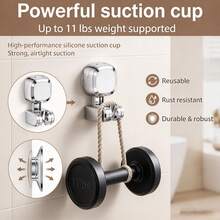 Drill-Free Suction Cup Shower Head Holder, Rotatable Adjustable Handheld Shower Head Mount, Reusable Strong Suction Cup Bathroom Shower Head Rack - Square - View 4