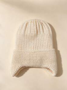 1pc Baby 0-3 Years Ear Protection Knitted Hat, Solid Color Thickened Knitted Knitted Hat, Fleece Lining, Warm Ear Protection Hat, Soft Unisex Baby Hat, Suitable For Daily Wear - Multicolor - View 25