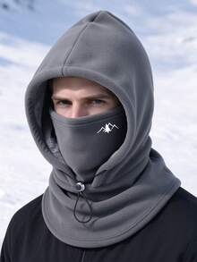 1pc Unisex Multi-Functional Winter Mountain Print Drawstring Balaclava Hat, Warm Headwear Suitable For Daily Outdoor Cycling Wear - Multicolor - View 6