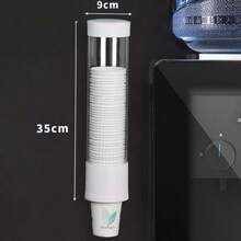 2/1pc Disposable Cup Holder Automatic Dispenser, No Drilling Required, Wall-Mounted, Desktop, Dust-Proof Paper Cup Rack, Water Dispenser, Home Water Dispenser, Large Capacity Dust-Proof Water Cup Storage Side Rack - A - View 18