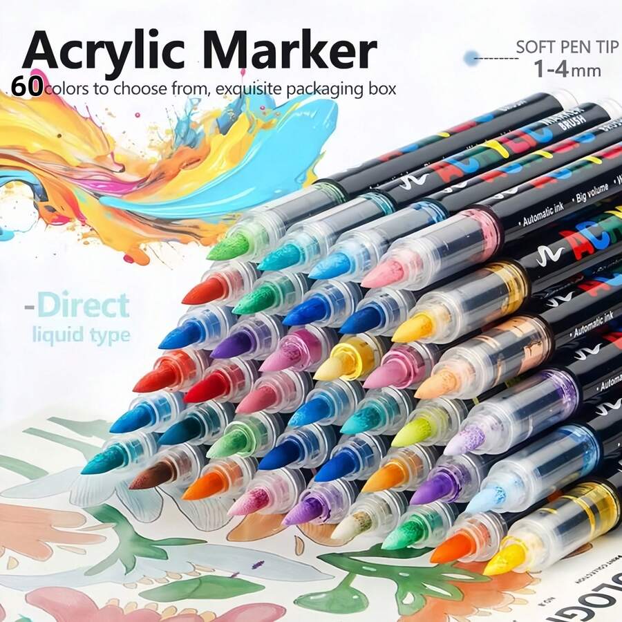 14-144 Colors Acrylic Paint Markers,Suitable For Coloring  Sketching And Lighting Painting ,A Great Gift For Friend And Student,Back To School