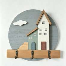 Wooden Wall-Mounted Hook Rack, No-Drill Entryway Key Storage Rack, Modern Minimalist Nordic Style Coat & Hat Rack, Space-Saving Wall Storage Rack, Suitable For Jackets, Hats, Bags, Keys, Towels, Bedroom, Hallway, Bathroom, Mudroom, Creative Christmas Gift - View 7