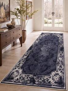 Digitally Printed Non-Slip Washable Runner And Area Rug, Modern Design | Modern, Scandinavian, Bohemian And Classic Styles | 100% Polyester - Dark Grey - View 4