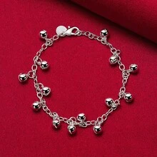 925 Sterling Silver Plated Small Bell Charm Bracelet – A Stylish, Versatile, And Exquisite Gift For Parties, Birthdays, Or Valentine'S Day. - Silver - View 2