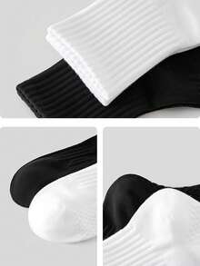 5 Pasang Kaos Kaki Pria Polos Setinggi Betis, Bagian Bawah Bertekstur Anti Selip, Manset Elastis, Kaos Kaki untuk Latihan Sehari-hari - MultiWarna - View 4