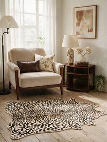 Faux Leopard Skin Asymmetrical Shaped Rug, Vintage Animal Print Living Room Decor Mat, Luxury Asymmetrical Bedroom Bedside Foot Mat - Multicolor - View 5