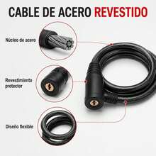 Candado de Cable para Bicicleta de 75 cm, Cable de Acero de 12 mm con 2 Llaves, Diseño Enrollable y Portátil para Bicicletas y Patinetes - Color default - Ver 6