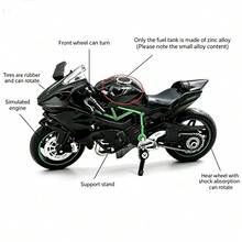 1:18 Scale Steerable Shock-Absorbing Motorcycle Model, Bedroom Decor Vehicle Ornament Collection, Suitable For Birthday Gift, Holiday Gift, Halloween, Back To School, Graduation, Christmas - Black - View 7