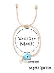 1PC Bohemian Evil Eye Bracelet, Copper Bead Bracelet, Adjustable Bracelet With Tassel, Lucky Protection Gift, Friendship Jewelry - Multicolor - View 5