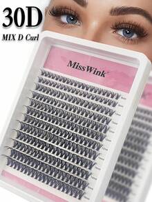 Miss Wink 30D Soft Natural Lashes, 8-16mm Mixed, 0.07mm D Curl, 12 Rows 240 Pcs, Single Cluster 3D Precise Fit, Suitable For Daily Makeup, Lightweight And Portable, Applicable For Daily Life, Parties And Various Occasions - Black - View 1