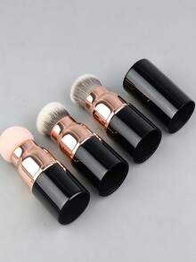 3-In-1 Makeup Brush, Multi-Functional Facial Makeup Tool, Includes Foundation Brush, Blending Brush And Makeup Sponge, Retractable Portable Makeup Brush, Suitable For Foundation, Concealer And Powder, Women's Travel Beauty Tool - Multicolor - View 6