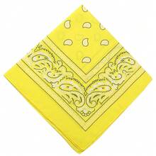 Printed 50 Cotton Linen Square Scarf - Yellow - View 4