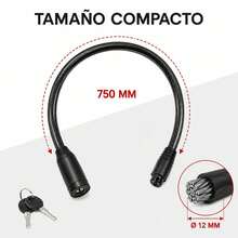 Candado de Cable para Bicicleta de 75 cm, Cable de Acero de 12 mm con 2 Llaves, Diseño Enrollable y Portátil para Bicicletas y Patinetes - Color default - Ver 8