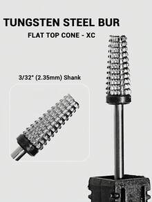 1/3pcs Professional Tungsten Carbide Cone Nail Drill Bit, 3/32" Shank (2.35mm), XC Extra Coarse Straight Flute Cutter For Acrylic Gel Polish & Extension Removal - Multicolor - View 1