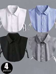 4/2/1pc Solid Color Detachable Half Shirt Fake Collar, Neutral Versatile Pointed Collar Fake Shirt Collar, Suitable For Matching With Sweaters And Coats - Multicolor - View 1
