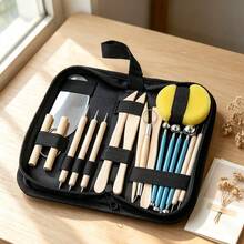 DIY Clay Tool Set, Clay Soft Clay Sculpting Tools, Sculpture Shaping Tools, Clay Rods, Sponges, Plastic Shaping Knives, Portable Zipper Storage Box, Suitable For Ceramic Making, Handmade Art, Polymer Clay Carving, Clay Creation, DIY Pottery, Sculpture - Multicolor - View 15