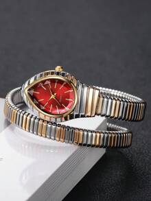 Women's Luxury Delicate Snake-Shaped Quartz Watch, Exquisite Niche Water Drop Dial With Alloy Elastic Multi-Layer Bracelet Band, Gift For Girlfriend (1pc/Set) Watch Box Not Included - Multicolor - View 7