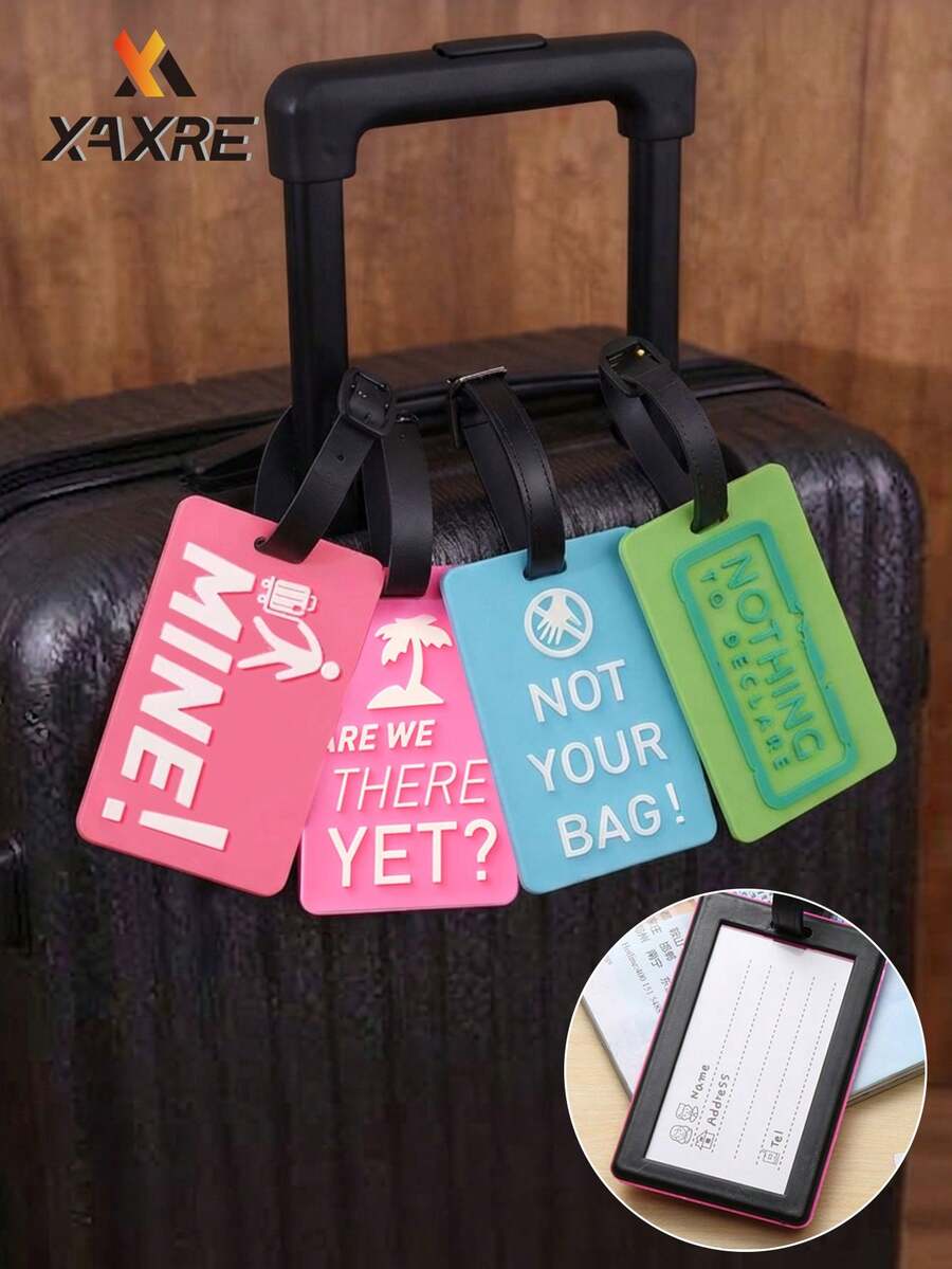 XAXRE Easy Embossed Letters Pattern Luggage Tags, Anti-Theft Tips, PVC Soft Silicone Luggage Tags, Travel Identification Cards, Travel Essentials - Multicolor - View 1