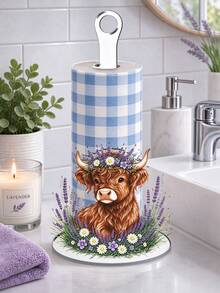 2D Flat Highland Cow Clear Acrylic Tissue Holder, Farmhouse-Style Kitchen Decor, Perfect For Home Kitchen Storage And Holiday Decoration, Upright Tissue Dispenser, Storage Organizer - Multicolor - View 7