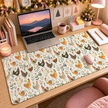 1pc Farm Chicken Floral Desk Mat, Cute Hen Rooster Botanical Print Large Table Mat, Non Slip Desktop Protector For Home Office Decor - View 10