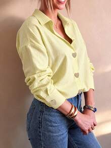 Women's Casual Long Sleeve Vertical Striped Single-Breasted Shirt For Daily Wear In Spring And Autumn - Yellow - View 7