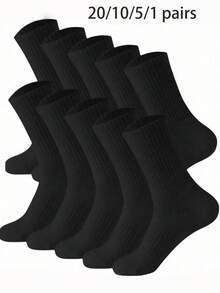 20/10/5/1 Pairs Men's/Women's Solid Color Mid-Calf Socks, Suitable For Daily Wear - Multicolor - View 8