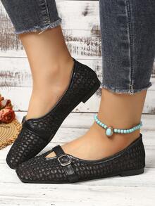 Women's Flat Mesh Lace Hollow Out Summer New Style Shoes - Black - View 5