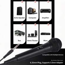 1pc Wired Dynamic Microphone, Metal Handheld Vocal Microphone With ON/OFF Switch, 3.5mm & 6.35mm Interface, Suitable For Karaoke Speaker, Stage, Home Entertainment - View 7