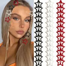 20/10/2pcs Cute Y2K Style Colorful Star Hair Clips, Enamel Texture Snap Clips, Suitable For Side Bangs, Christmas Hair Accessories - Multicolor - View 3