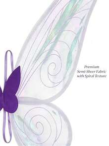 Shimmering Fairy Butterfly Wings Costume Set, Transparent Organza Elf Wings With Butterfly Magic Wand, Suitable For Halloween Cosplay, Birthday Party Dress-Up And Photography Props - Multicolor - View 6