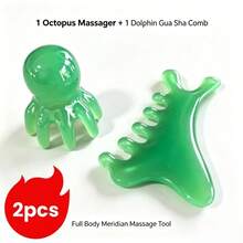 2pcs (1 Octopus Head Comb + 1 Dolphin Massage Comb) Multi-Function Full Body Massage Tool, Suitable For Scalp Massage, Facial Contouring, Neck And Shoulder Muscle Relaxation, Portable Home SPA Self-Care Relaxation Tool - A - View 7