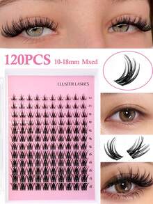 MENGJIESHANGPIN 120pcs Natural Realistic Fake Eyelashes Segmented Curly Voluminous Cat Eye Cartoon Messy Long Lasting 10-18mm QU02 - View 1