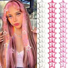 20/10/2pcs Cute Y2K Style Colorful Star Hair Clips, Enamel Texture Snap Clips, Suitable For Side Bangs, Christmas Hair Accessories - Multicolor - View 6