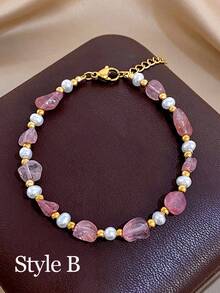 Vòng tay nữ phong cách Boho Vintage phối đá tự nhiên nhiều màu hình dáng bất đối xứng và hạt spacer mạ vàng, đeo hàng ngày/đi tiệc, quà tặng Giáng Sinh/Sinh nhật/Y2K/Halloween/Mùa thu - Nhiều màu - Xem 6