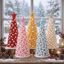 DIY Christmas Beaded Tree Kit, Pearl & Rhinestone Craft Set With Foam Cone Bases, Handmade Holiday Tree Making Supplies For Adults, Sparkling Tabletop Christmas Decor, Party Supplies & Festive Home Decoration - Standard - View 10