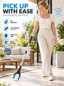 1pc Long Handle Trash Picker Grabber Tool, Sanitary Litter Picker, Sanitation Clamp For Toilet, Outdoor Garbage Pickup, Household Use - Multicolor - View 4