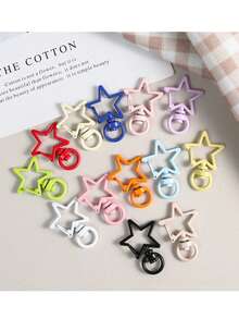 8/16/32pcs Colorful Painted Star Snap Metal Keychains, DIY Jewelry Accessories Connector Rings Small Pendants Mixed Color Pack - Colorful Star Snap Buttons - View 2