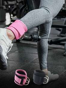 2pcs Fitness Ankle Straps Adjustable D-Ring Support Cuffs Padded Ankle Wraps For Leg Workouts Adjustable And Breathable Ankle Sleeves - Multicolor - View 1