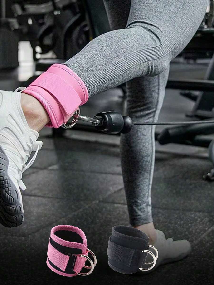 2pcs Fitness Ankle Straps Adjustable D-Ring Support Cuffs Padded Ankle Wraps For Leg Workouts Adjustable And Breathable Ankle Sleeves - Multicolor - View 1