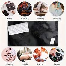 Topographic Mouse Pad Black Contour Texture Desk Mat Extended XL MousePad Office Desk Accessories Multicolor Non-Slip Stitched Edge Computer Mat For Desk 35.4x15.7 Inches Rubber Base Laptop Keyboard Pad For Home Office & Gamers - View 9