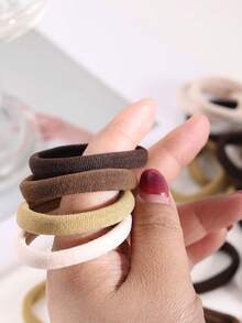 200/100/50/20Pcs Earth Tone Neutral Seamless Nylon Hair Ties Large Ca - Coffee - View 8