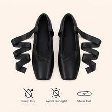 Women's Black Satin Ballet Pointe Shoes, Performance Dance Shoes - Black - View 6