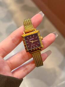 LIANDU 1pc Gold Retro Women's Quartz Watch, Stainless Steel Strap, Daily Wear, Holiday Party Gift Choice, Fashionable, Gorgeous, Elegant Business Style - Gold - View 4
