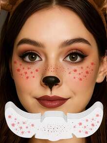 1pc Christmas Deer Stickers Reindeer Face Tattoos Christmas Face Stickers Cute Freckle Tattoo Waterproof Deer Makeup For Rave Festival Holiday Party Cosplay Xmas Decorations - Multicolor - View 9