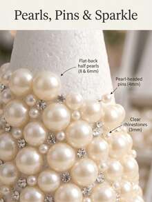 DIY Christmas Tree Making Kit, Beaded Pearl & Rhinestone Craft Set With Foam Cone Bases, Handmade Holiday Tree Decoration Supplies For Adults, Sparkling Tabletop Ornament, Christmas Party & Home Decor - Standard - View 4