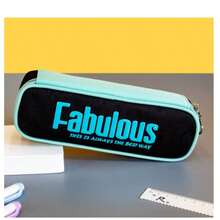 Jianxu American Style Colorblock Letter Canvas Pencil Case, Large Capacity Student Stationery Bag, Minimalist Stationery Storage Pouch - L - View 11