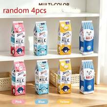 1/4/12pcs PU Leather Milk Carton Shaped Pencil Case, Novelty Design Stationery Storage Bag, Portable Zipper Pouch , Unique Cosmetic Organizer For Daily Use, Fun Cartoon Print Multi-Purpose Storage Pouch, Ideal For Office & Travel Organization,Random - Milk Carton Pencil Case Series - View 12