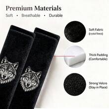 2pcs Crystal Velvet Car Seat Belt Shoulder Pads, Wolf Head Pattern Seat Belt Covers, Soft Shoulder Strap Protectors, Cool Animal Style Car Interior Decor - Crystal Velvet Shoulder Protector - View 7