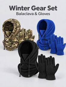 Winter Hunting Windproof Mask, Warm Hunting Camouflage, Balaclava Hat, Fleece Gloves Combination Suitable For Winter Hunting And Other Outdoor Sports - Multicolor - View 1